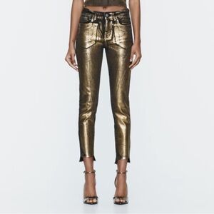 NWT Zara Gold Coil Jeans